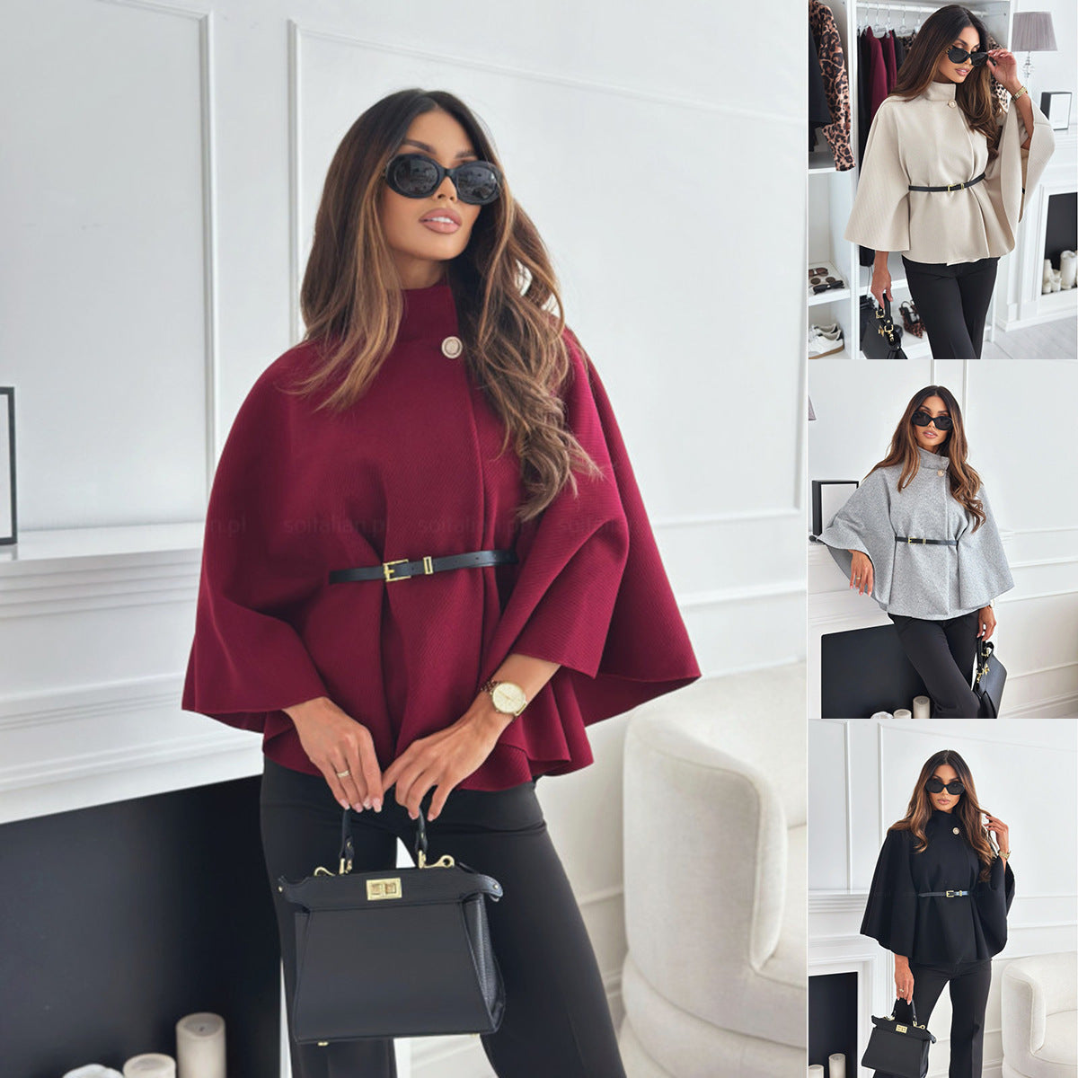 Poncho Ceinturé – Chic et Moderne