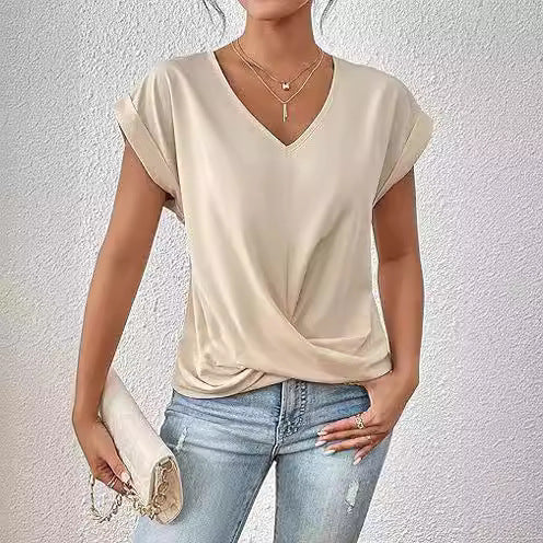Élodie Twist – Blouse Féminine à Col V Torsadé