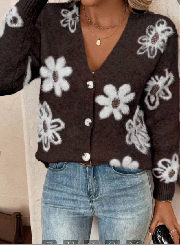 Cardigan Fleurs Boutons