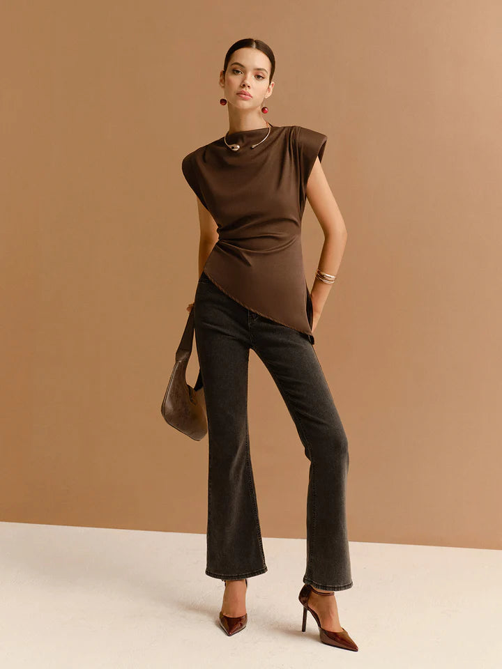 Sélène – Top Asymétrique Sculptural