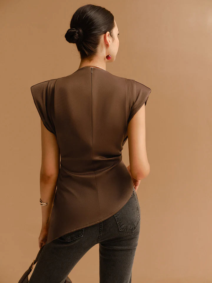 Sélène – Top Asymétrique Sculptural