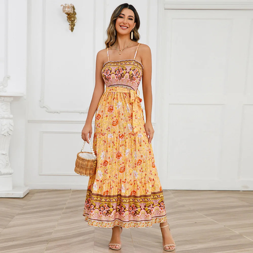 Robe Longue d’Été à Imprimé Fleuri