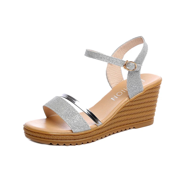 Slope Heel – Sandales à Talon Compensé Femme Look Coréen