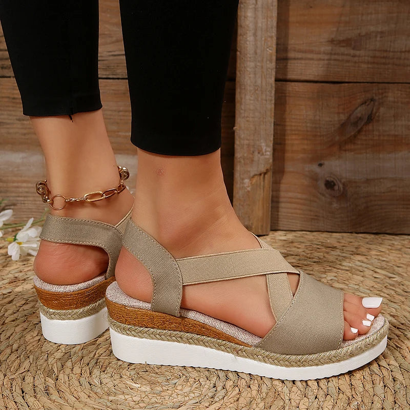 Alegra – Sandales Compensées à Bride Cheville Élastique