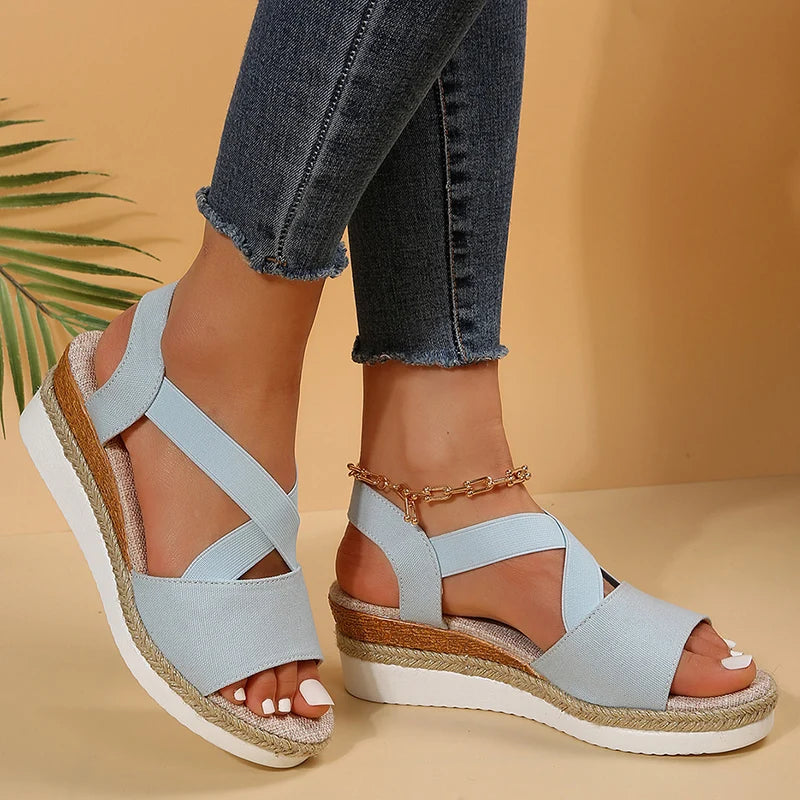 Alegra – Sandales Compensées à Bride Cheville Élastique