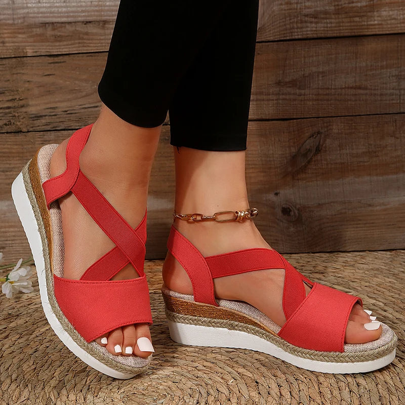 Alegra – Sandales Compensées à Bride Cheville Élastique
