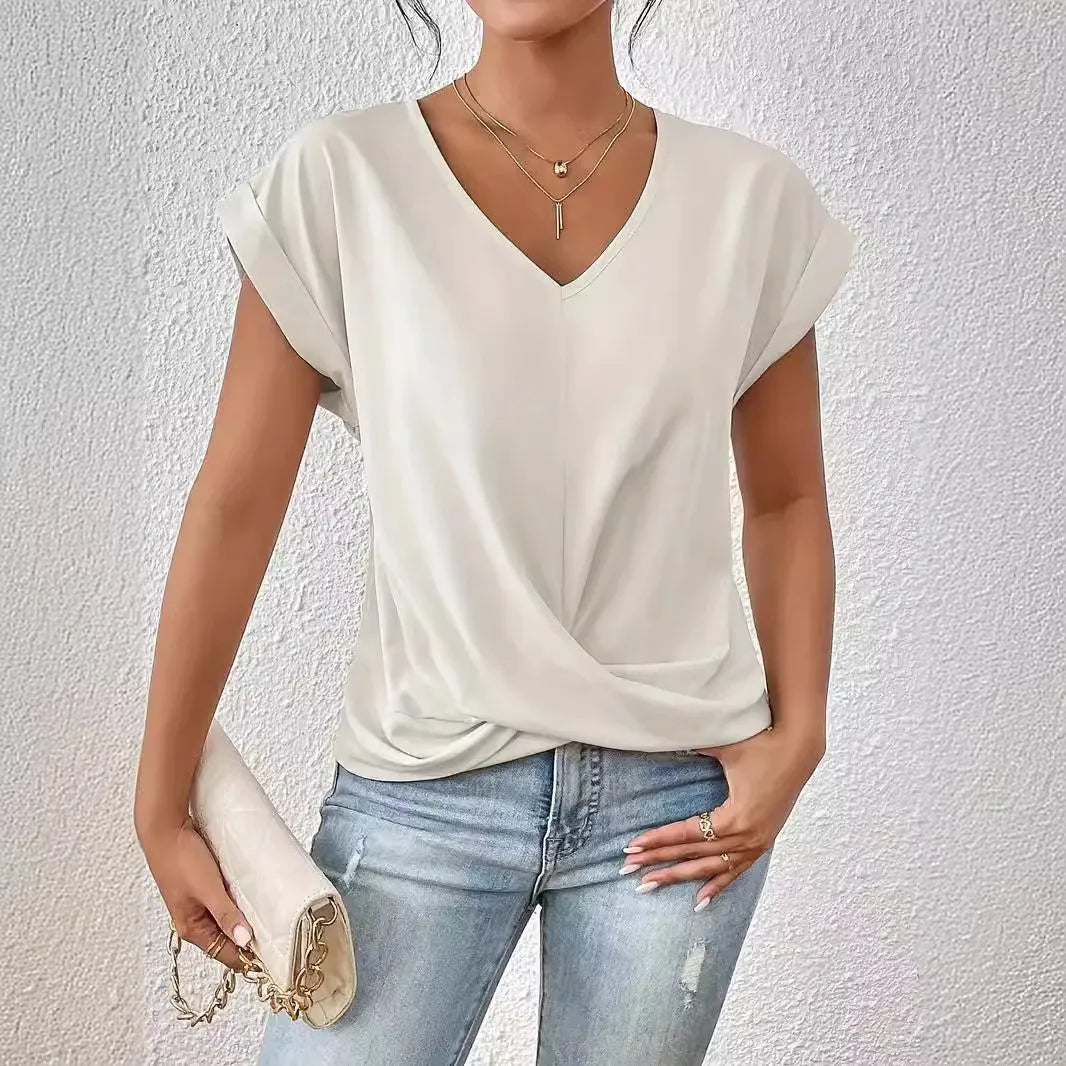 Élodie Twist – Blouse Féminine à Col V Torsadé