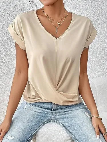 Élodie Twist – Blouse Féminine à Col V Torsadé