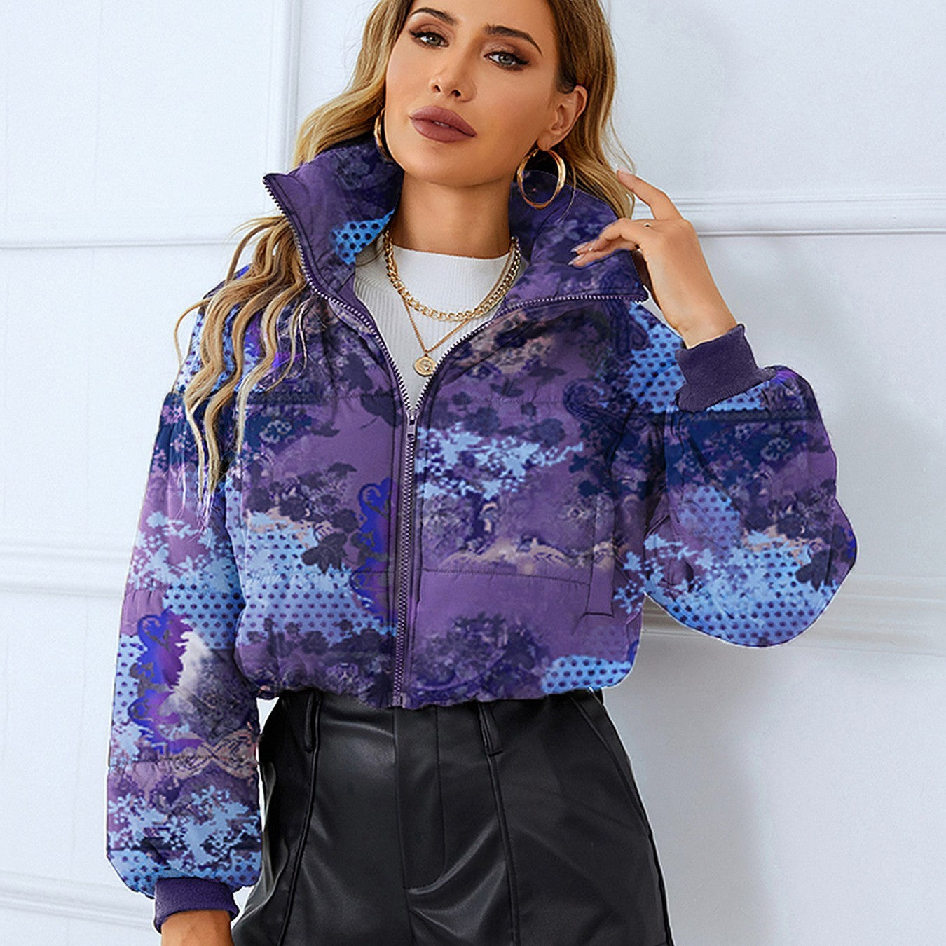 Veste Col Montant Imprimée