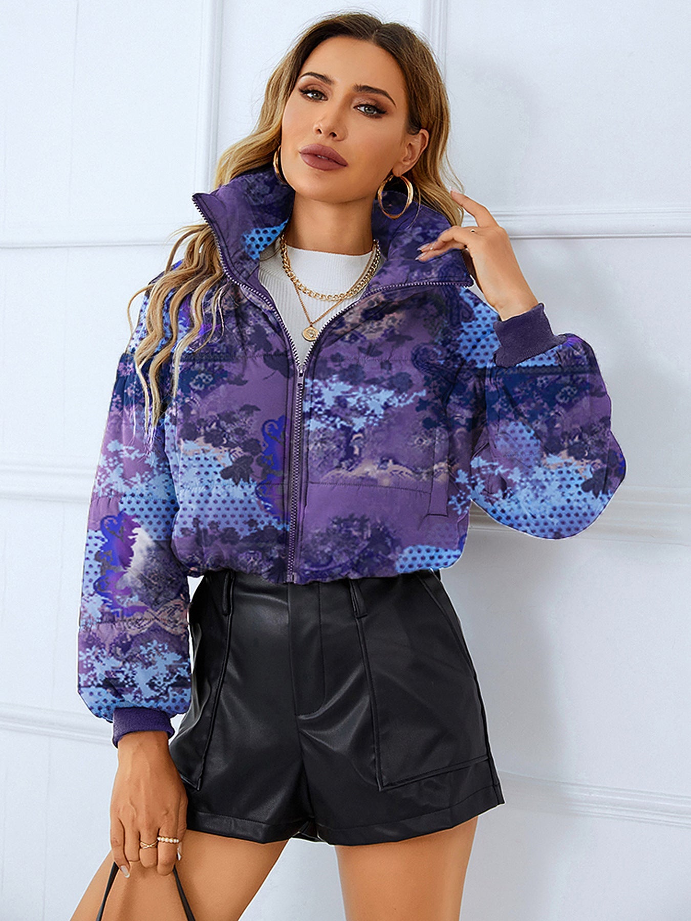 Veste Col Montant Imprimée