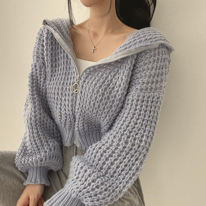 Veste Pull – Court à Capuche