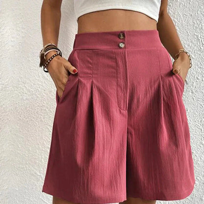Jocelyn – Short Taille Haute Plissé, Style Estival Léger