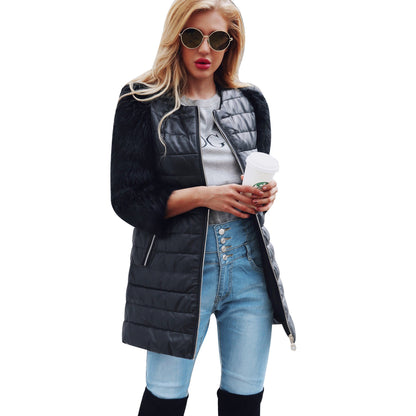 Veste Longue Similicuir & Fourrure