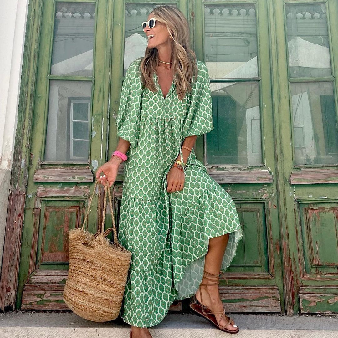 Robe Bohème Verde Floral