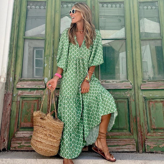 Robe Bohème Verde Floral