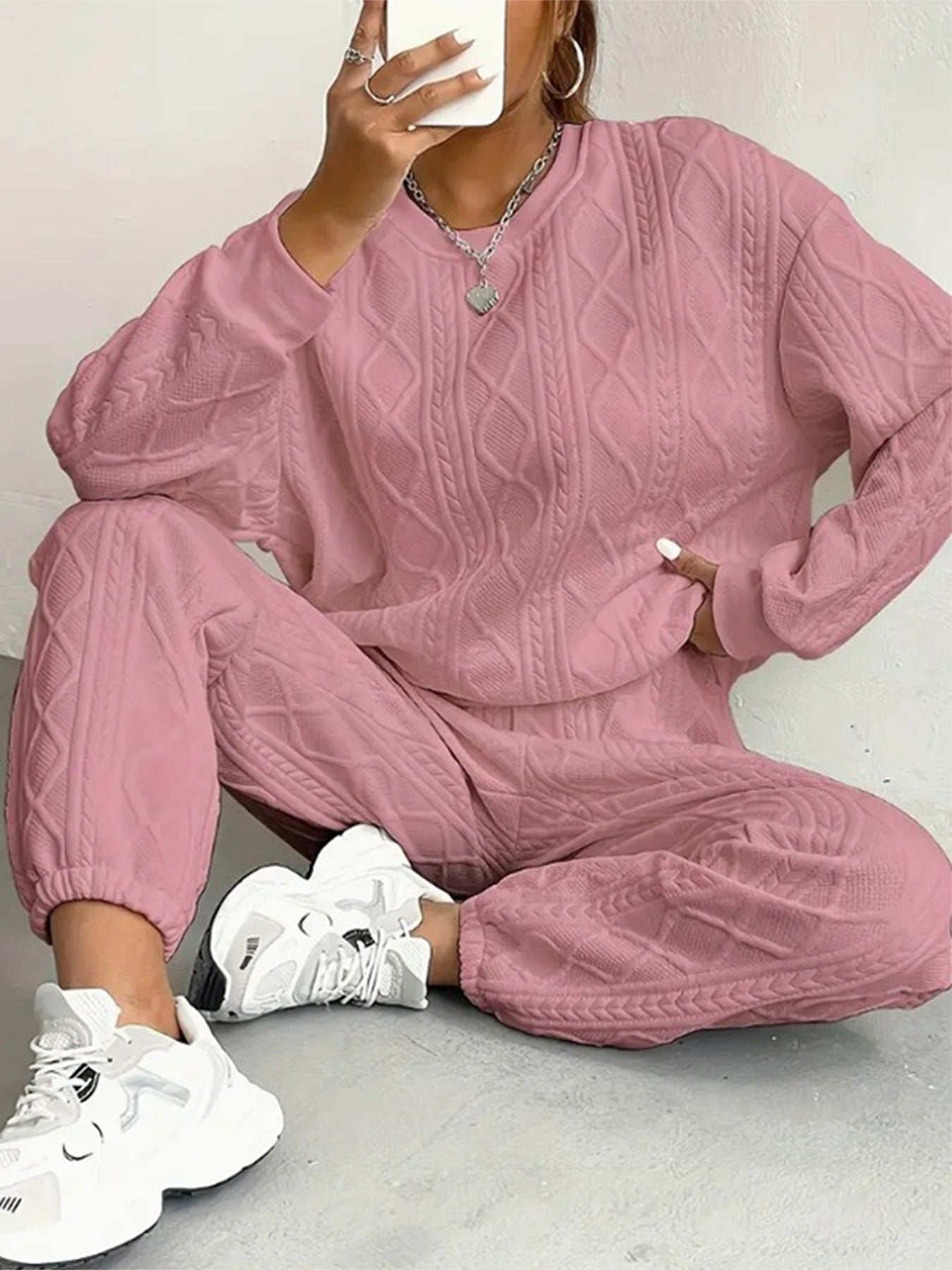 Ensemble Jacquard – Élégance Décontractée