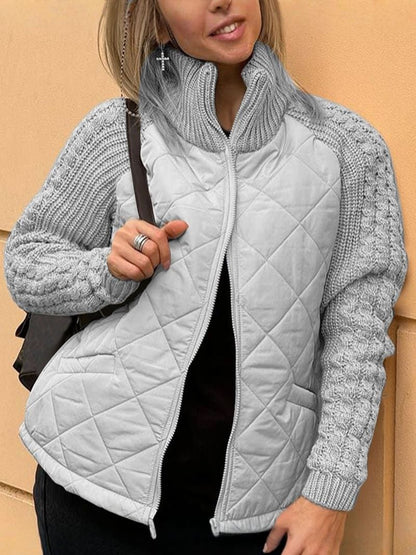 Quilted Hybrid Jacket for Women | Cable Knit Sleeves, Stylish & Cozy 3
