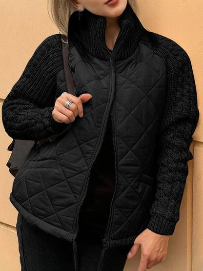 Quilted Hybrid Jacket for Women | Cable Knit Sleeves, Stylish & Cozy 4