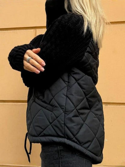 Quilted Hybrid Jacket for Women | Cable Knit Sleeves, Stylish & Cozy 5