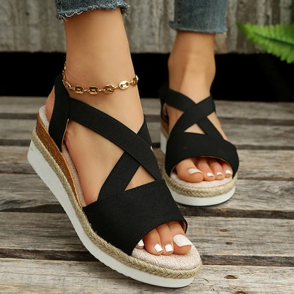 Alegra – Sandales Compensées à Bride Cheville Élastique