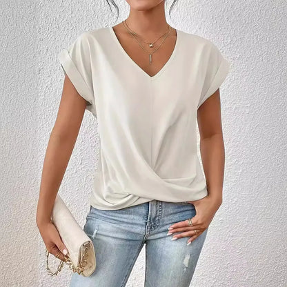 Élodie Twist – Blouse Féminine à Col V Torsadé